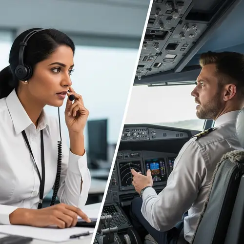 Female Air Traffic Controller in Tense Discussion with Pilot