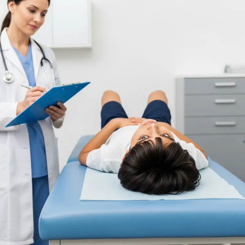 South Asian Boy Undergoing Examination by Doctor