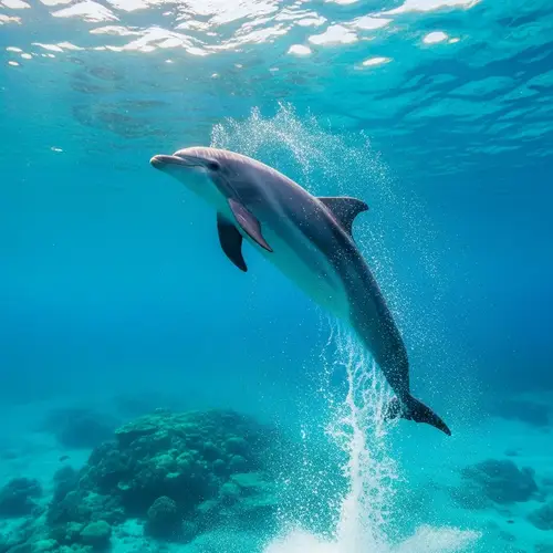 Playful Dolphin Leaping | Vibrant Underwater Photography