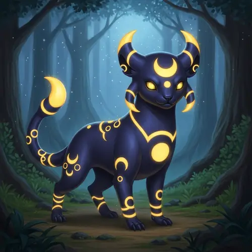 Shiny Umbreon - Mystical Quadruped with Blue-Black Fur