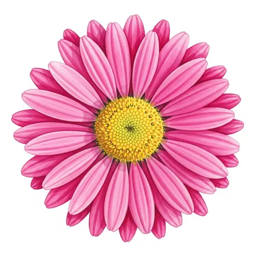 Vibrant Hot Pink Daisy Watercolor Art