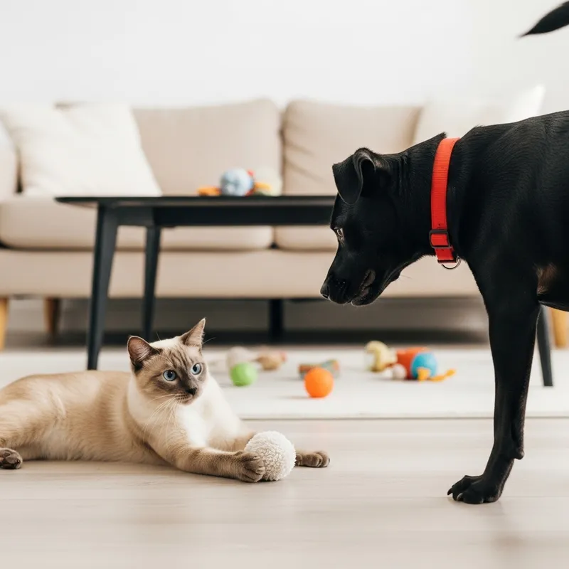 Adorable Cat and Dog in Cozy Home Setting