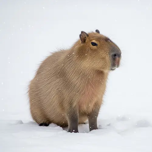 Tranquil Capybara in Serene Snowy Landscape