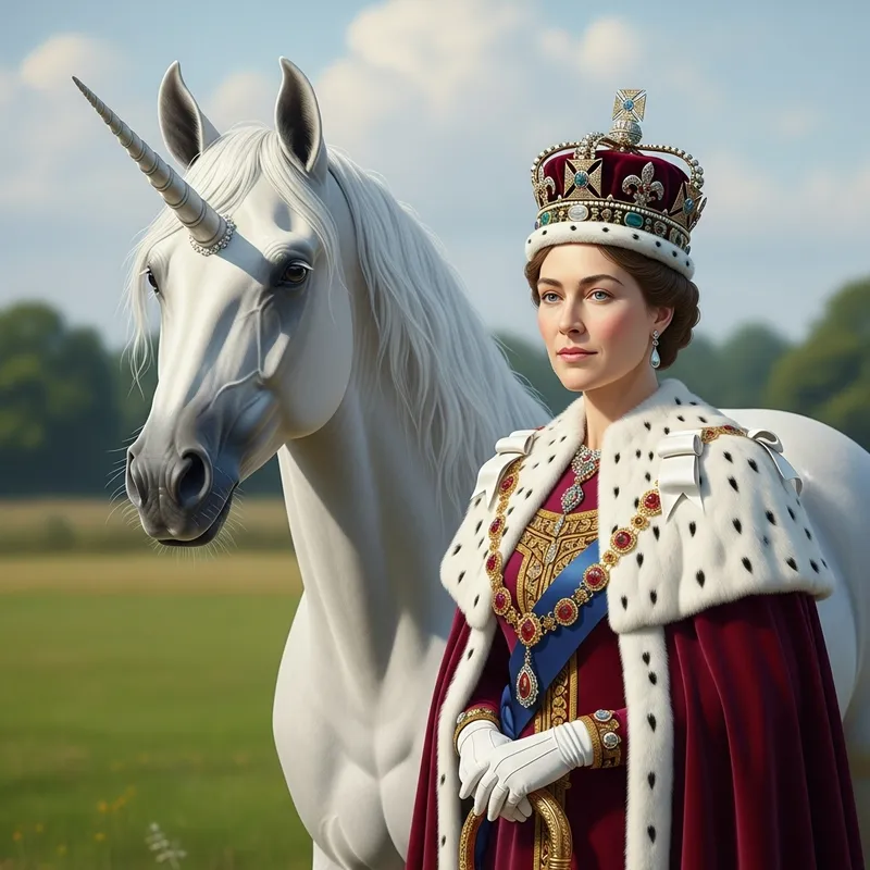 Majestic Unicorn with the Queen of England