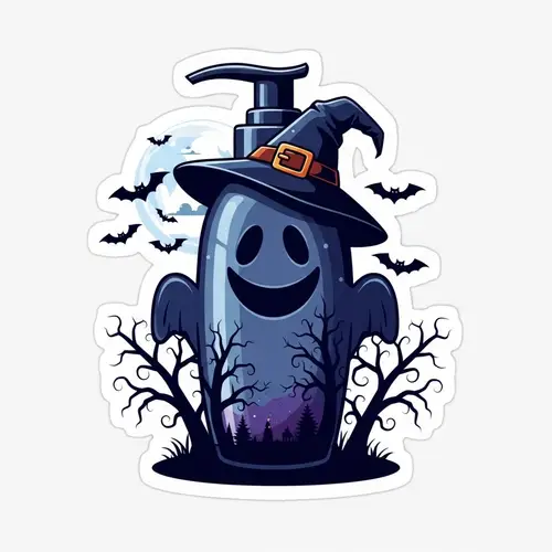 Spooky Skincare Sticker Design with Ghostly Elements