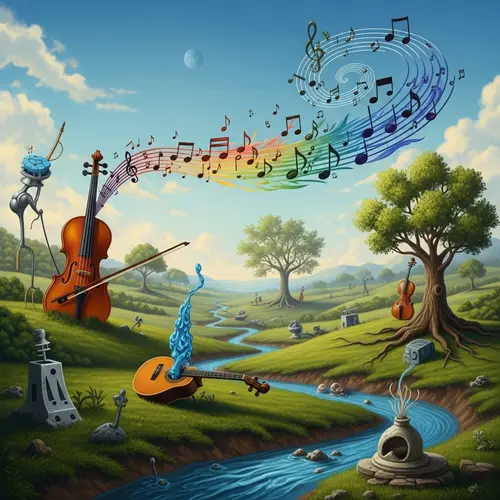 Whimsical Music Wonderland: Surrealistic Imagery