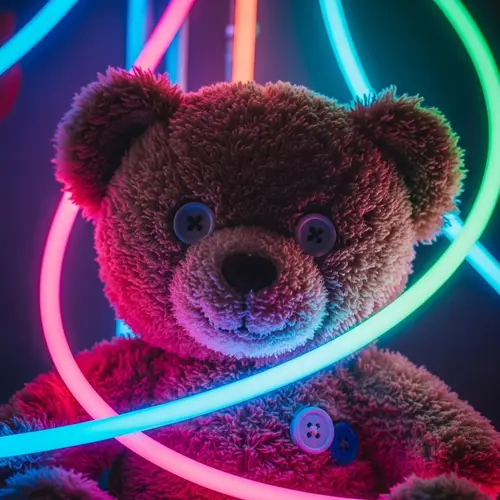 Whimsical Neon Teddy Bear in Vibrant Colors