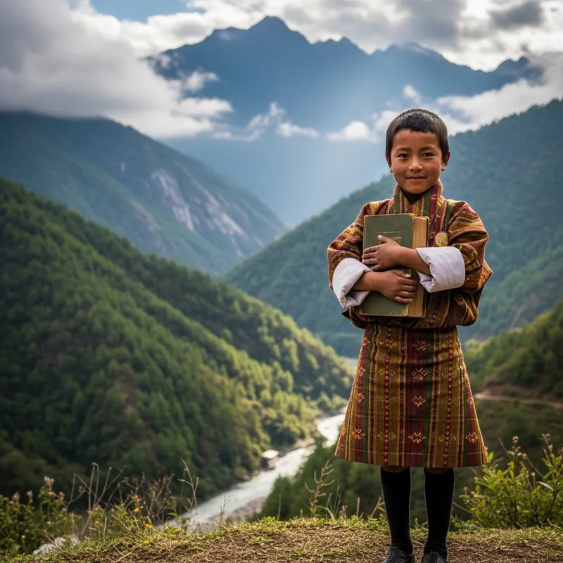 Bhutanese Boy Holding Book: Curiosity and Learning