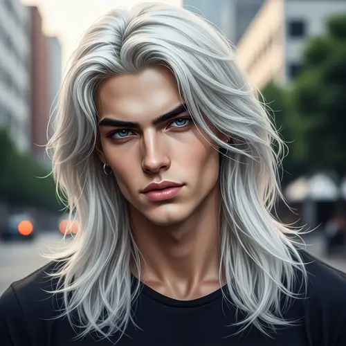 Tall 19-Year-Old Korean Teen with Athletic Build & Long White Hair