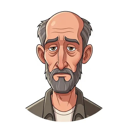 Classic Cartoon Style Portrayal of a Salt-and-Pepper Haired Man