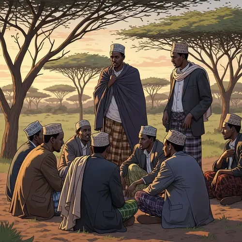 Tranquil Scene of Somali Men Sitting Together Outdoors