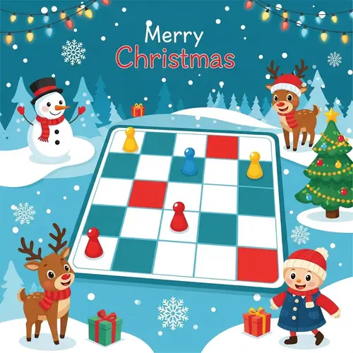 Colorful Children's Board Game with Festive Christmas Design