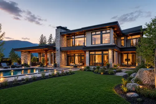 Stunning Modern Luxury House Exterior at Dusk