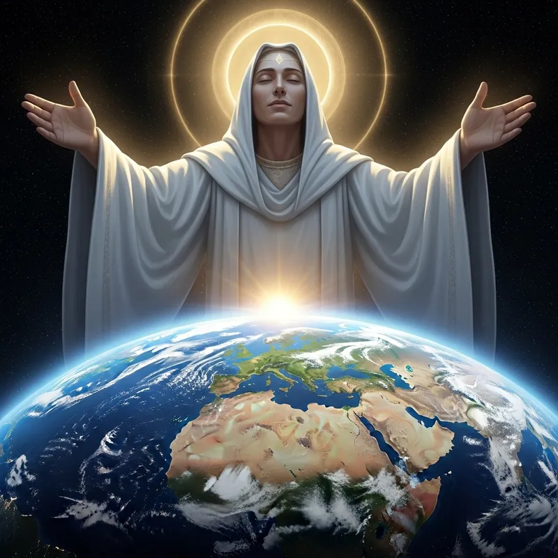 Jesus Christ Blesses Earth in White Robes Jesus Christ Blesses Earth in White Robes