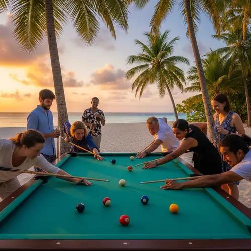 Tropical Island Billiard Game with Diverse Islanders