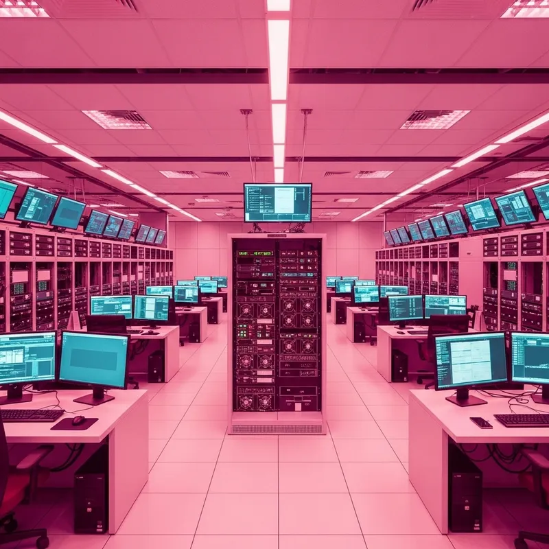 Expansive Server Room with Modern Mining Setup Expansive Server Room with Modern Mining Setup