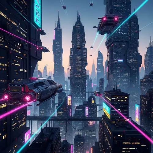Futuristic Neon Cityscape with Flying Cars | Cyberpunk Vibes