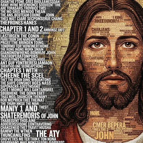 Intricate Textual Portrait: Face of Jesus in King James Bible Verses