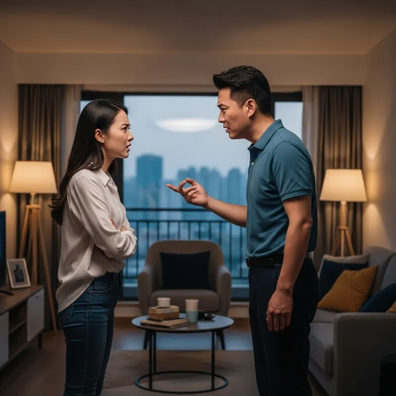 Chinese Couple Engage in Heated Conversation
