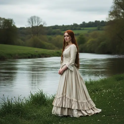 Victorian Era Inspired Silk Dress by the River