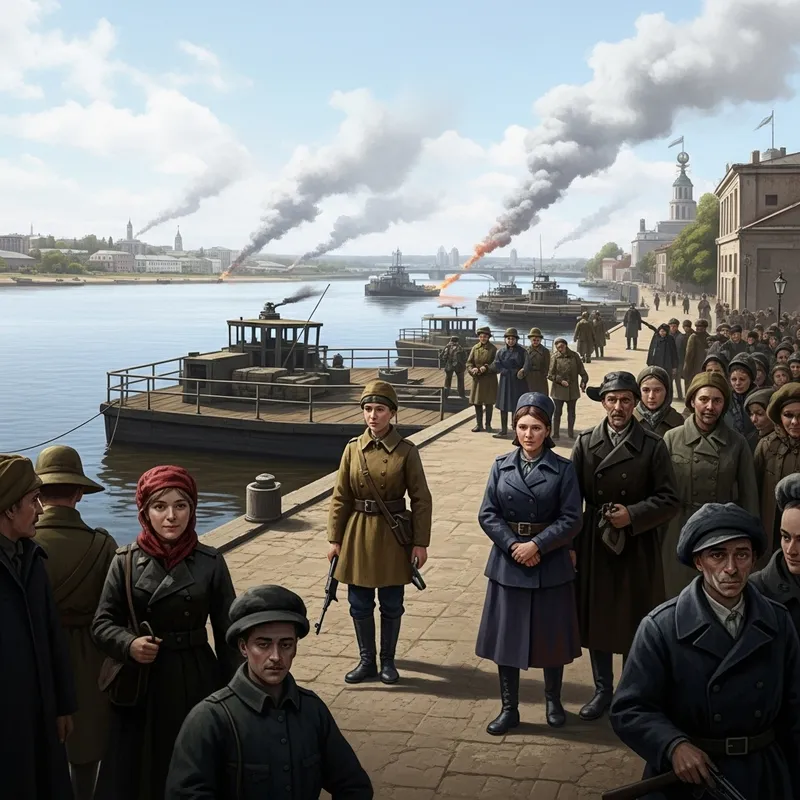 Futuristic Nova Kakhovka by Dnieper with Contrasting Emotions