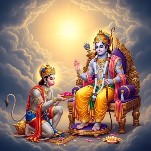 Lord Ram and Hanuman Divine Illustration