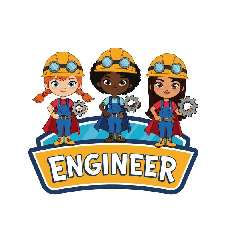 Power Puff Girls Engineer Logo - Vibrant Gear Design