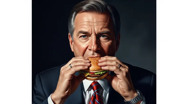 Matteo Salvini: Portrait Painting of Political Leader with Hamburger