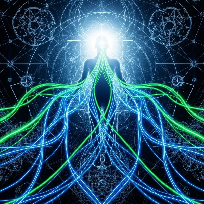 Radiant White Aura with Energy Lines and Sacred Geometry