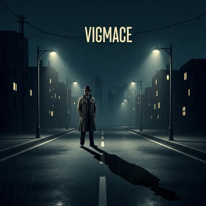 Vigilance Noir Scene | Trench Coat Detective & Fedora