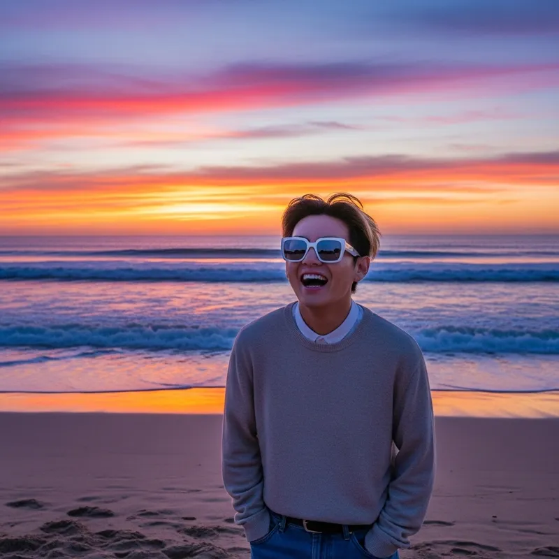 Kim Taehyung Sunset Beach Style