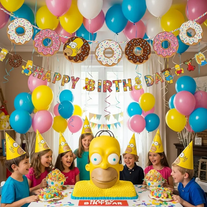 Homero Simpson Themed Birthday Party Decoration with Balloons Homero Simpson Themed Birthday Party Decoration with Balloons