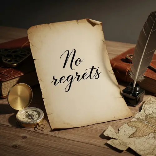 No Regrets - Embracing Life's Journey with Vintage Elegance