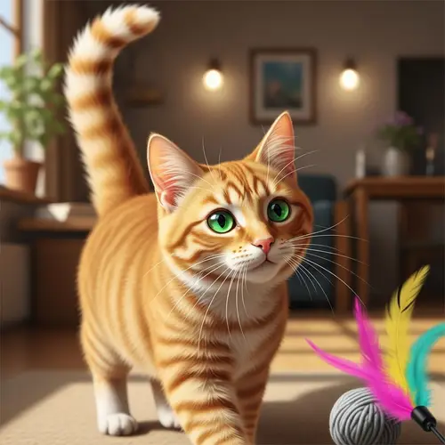 Orange Tabby Cat with Emerald Green Eyes | Playful and Fluffy