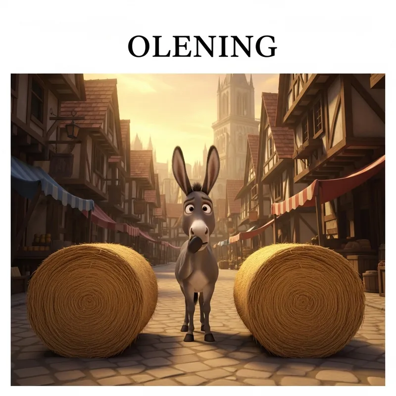 Medieval Town Setting with Animated Donkey and Hay Bales