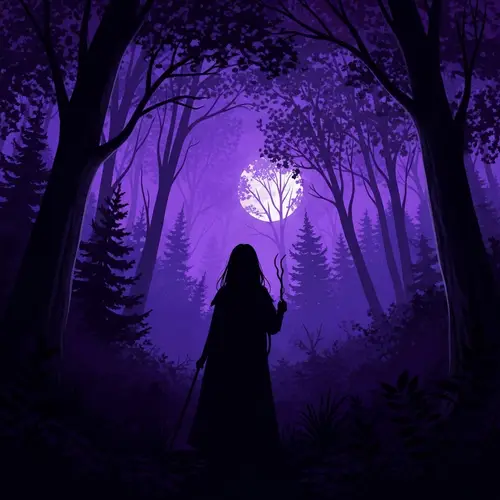 Moonlit Forest Silhouette: Solitude & Enchantment