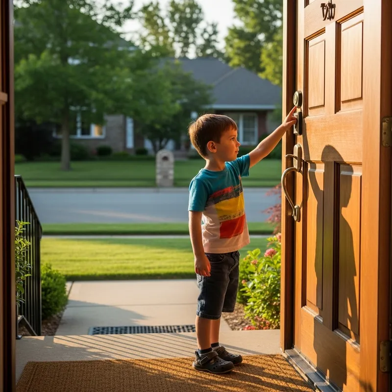 Child Ringing a Doorbell - Moments of Innocence