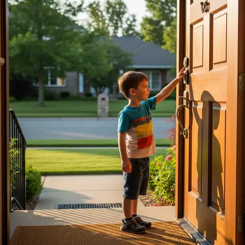 Child Ringing a Doorbell - Moments of Innocence