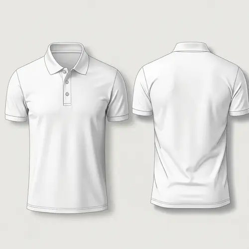Detailed White Polo Shirt Front & Back Template