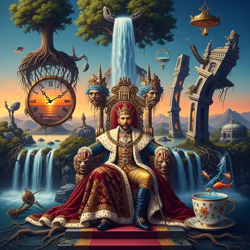 Majestic Figure on Grand Throne | Abstract Realism Artwork