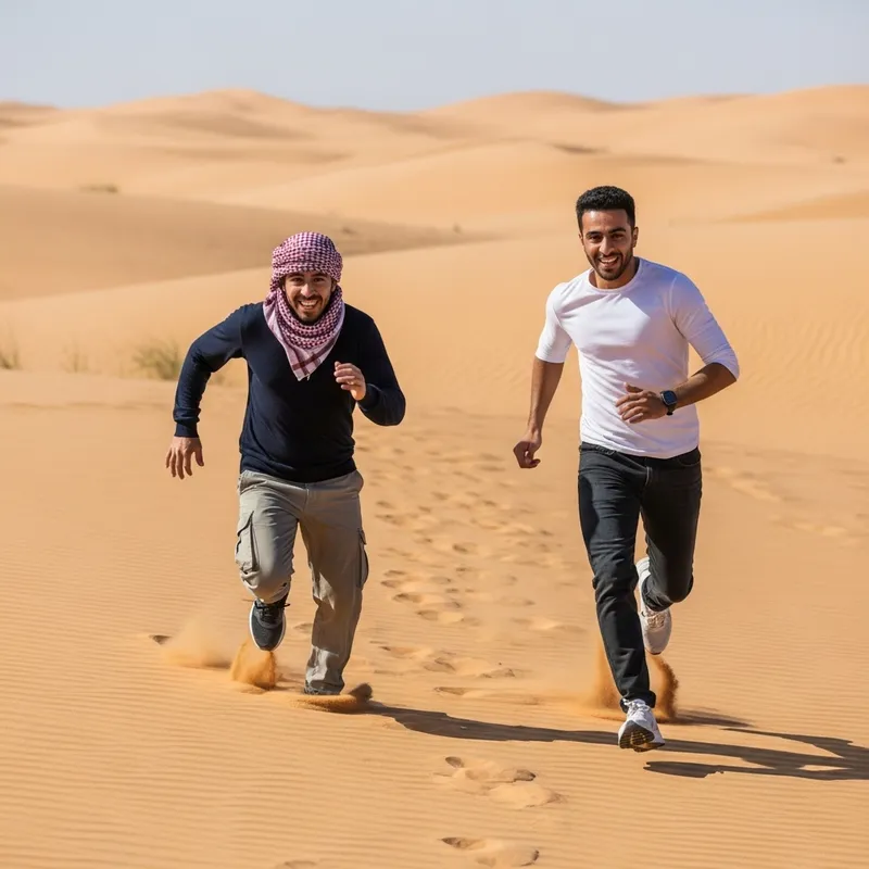Desert Runners: Men Running in the Desert