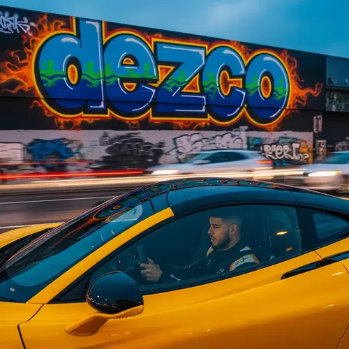 High-Speed Hispanic Driver in 'Dezco' Sports Car - Urban Street