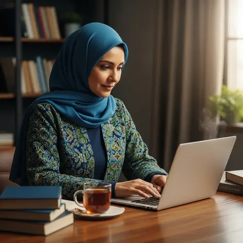 Middle-Eastern Female Professor Working | Traditional Textile Art
