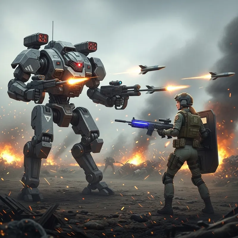 War Robot vs Human: Epic Battlefield Showdown