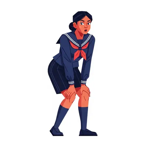 Flat Illustration of Girl in Surprised Pose | Geometric Aesthetic