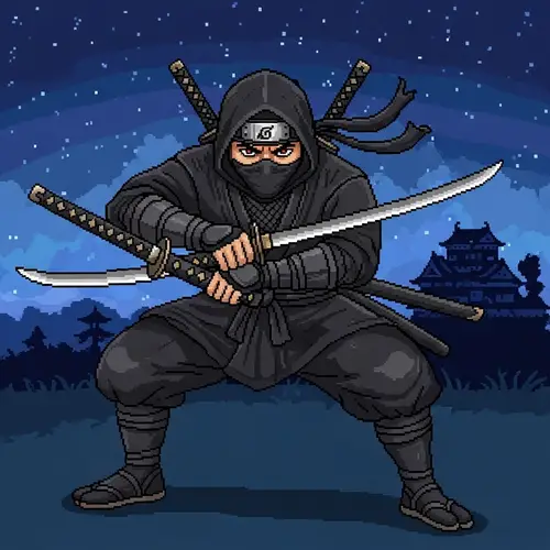 Ninja Warrior Pixel Art Illustration | Ready for Battle
