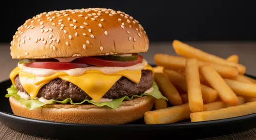 Mouth-Watering Cheeseburger & Crispy Potatoes | Food Photography
