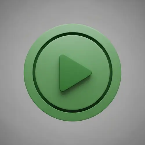 Digital Play Button Design | Green Triangle in 3D Circle