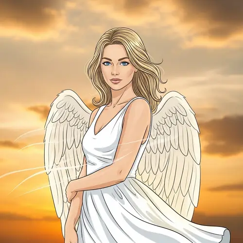 Celestial Beauty and Inner Peace - Blonde Angel Line Art