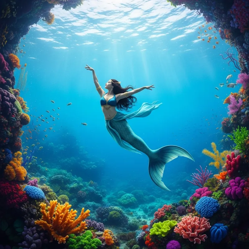Vibrant Underwater Mermaid Fantasy Capture
